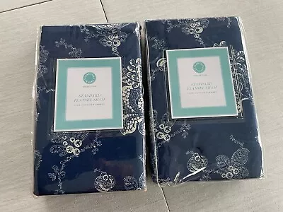 MARTHA STEWART  2 Standard Flannel Shams 100% Cotton Vintage Bramble Print NIP • $69.99