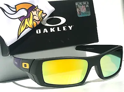 NFL Oakley Gascan MINNESOTA VIKINGS Mt Black POLARIZED Galaxy Gold Sunglass 9014 • $148.87