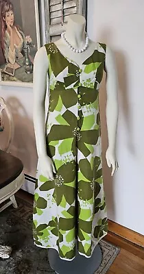 Fantastic Vtg 70s Green Super Wide Leg Jumpsuit Sz Small  Palazzo Pants 1970's • $54