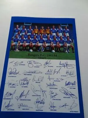 £3.89 • Buy RANGERS FC 1993-94 ALLY McCOIST ANDY GORAM + 22 SQUAD SIGNED REPRINT