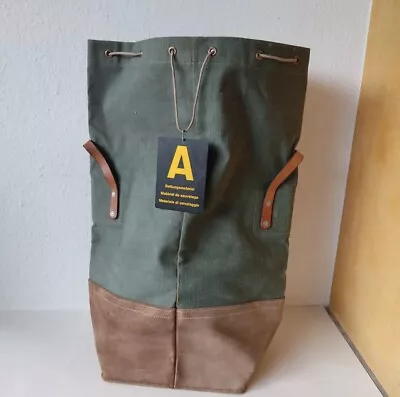 Swiss Army Military Sea Bag Backpack Canvas Leather Seesack 1969 Vintage • $139.99