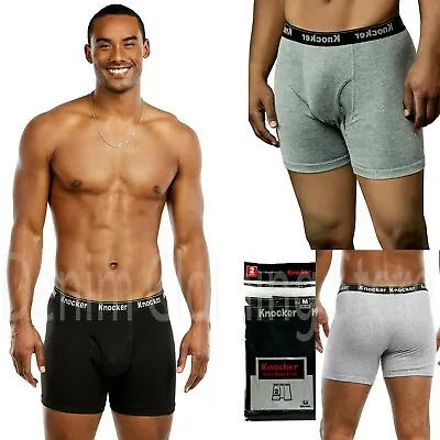 2 4 6 Mens Boxer Briefs 100% Cotton Solid Black Gray Underwear Pair Lot S~3XL • $26.85