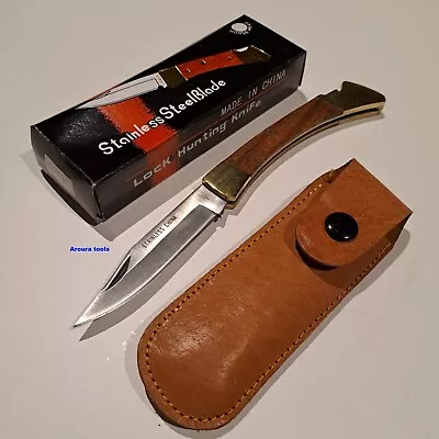 Folding Pocket Knife Stainless Steel Blade With Leather Carry Pouch- BRAND NEW. • $20