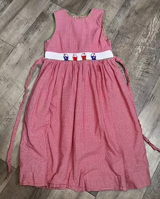 VIVE LA FETE Girls Size 6X  Red Smocked Dress Beach Summer Pails • $19.99