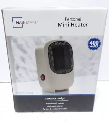 MAINSTAYS Personal Mini Electric Ceramic Heater 400W Indoor Compact 120V (TAN) • $14.99