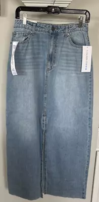 Tinseltown Hi-Rise Maxi Denim Skirt-Front Slit -Women's Size M NEW • $15