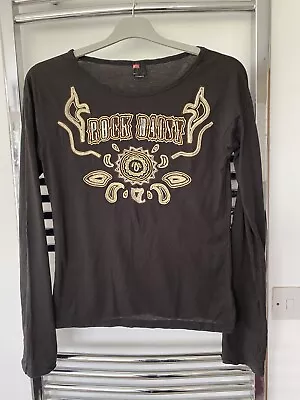 Diesel ‘Rock Daisy’ Embroidered Brown Top - Size L - Rock/Grunge/Boho • £2.99