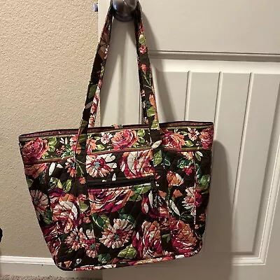 Vera Bradley English Rose Quilt Vera Commuter Tote Bag Padded Laptop Compartment • $35