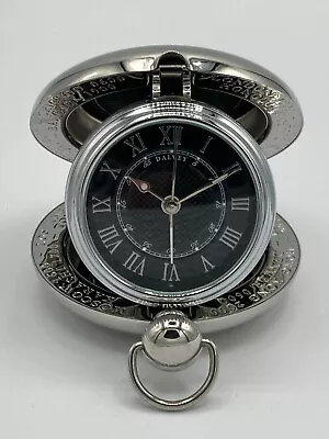 Dalvey Voyager Clock  Stainless-steel Case  Textured Black Face  • $210