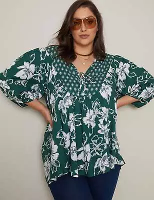 AUTOGRAPH - Plus Size - Womens Tops -  Elbow Sleeve Double Print Peasant Top • $12.79