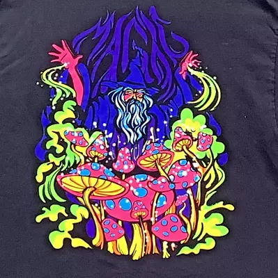 Alab Mushroom Shirt Men's Large Black Double Graphic Print Wizard Short Sleeve • $17.99