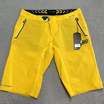 One Hundred Percent Mountain Bike Shorts Mens 38 Yellow Non-Padded BOA 100% NWT • $33.88