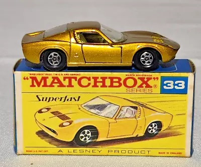 Vintage Matchbox Lesney Superfast #33 LAMBORGHINI MIURA P400 Near Mint White Int • $20.50
