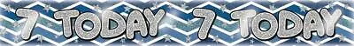 Boys Blue Holographic Happy 7th Birthday Banner Party Decoration Age 7 • £2.49
