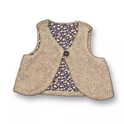 Girls Mini Boden Size 2/3 Beige Sherpa Button Vest • $6.99
