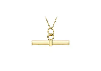 9CT Yellow Gold Round T-Bar Pendant Necklace 18  • £134.99