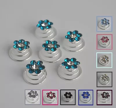 Crystal/diamante Flower Hair Spirals/twists/jewels/gems. Something Blue. UK Prom • £7.50