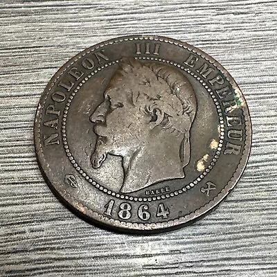 1864 K  France Napoleon 10 Dix Centimes Coin Ref L3 • £4