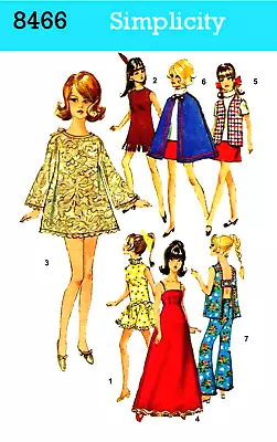Vintage 1969 Barbie Mod Clothes Pattern Reproduction Simplicity 8466 • $7.95
