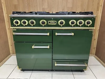 FULL GAS FALCON 110CM RANGE COOKER IN GREEN AND BRASS. Ref-I3 • £2199