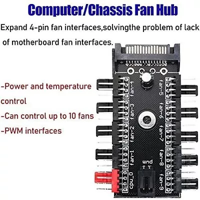 Pc Chassis Fan Hub Cpu Cooling Hub Fan Pwm Hub Sata Controller Speed Control • $11.99