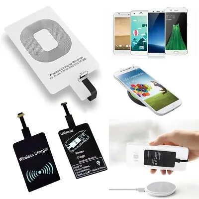 QI Wireless Adapter Fast Charger Receiver For Samsung Android Type C Apple UK • £4.19