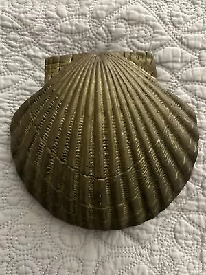 Vintage Solid Brass Seashell Scallop Heavy  Door Knocker Coastal Cottage Decor • $28