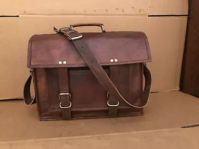 16  Leather Satchel Genuine Vintage Tactical Messenger Shoulder Laptop Briefcase • $101.98