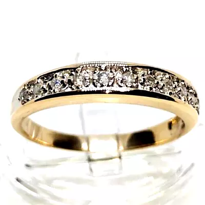 Diamond 9ct 9 Carat Gold Band Fashion Ring Cocktail Gift Size UK O US 7.5 EU 55 • $319.14