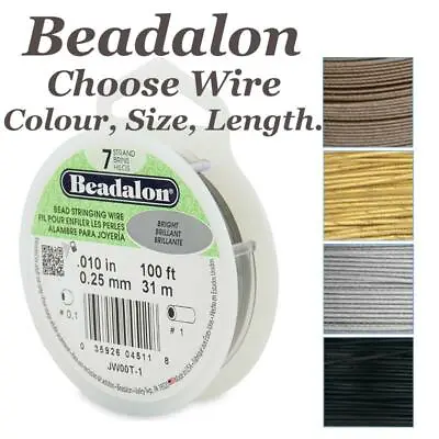 Beadalon Wire 7 Strand Stainless Steel Bead Stringing Choose Colour Size Length • £9.99