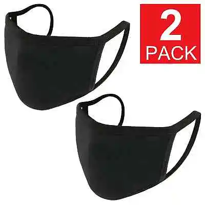 2-Pack Black Cotton Adult Face Mask - Reusable Washable Unisex • $2.99