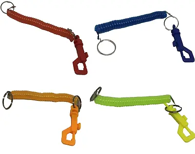Retractable Spiral Stretchy Elastic Coil Keyring - Plastic Key Chain Ring Holder • £1.90