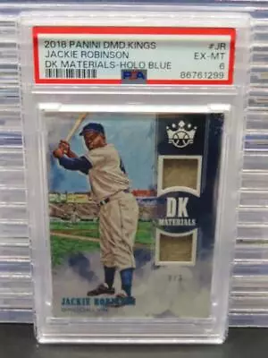 2018 Diamond Kings Jackie Robinson Holo Blue Game Used Dual Jersey #3/3 PSA 6 • $0.99