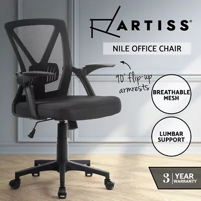 Artiss Mesh Office Chair Computer Gaming Desk Chairs Work Study Mid Back Black • $76.95