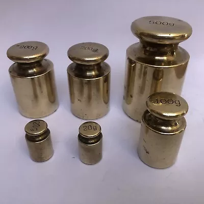 Vintage Set Of 6 Solid Brass 'Milk Churn' Weights 500g 200g X 2 100g 20g X 2 • £12.99