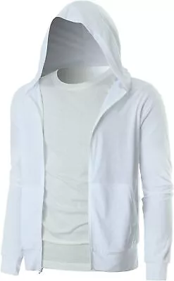 Ohoo Mens Slim Fit Super Thin Zip Up Hoodie With Pocket Long Sleeve Hooded Sweat • $51.85