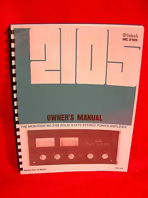 One Brand New Copy Of Mcintosh Mc2105 Stereo Power Amplifier Owner’s Manual  • $26.95
