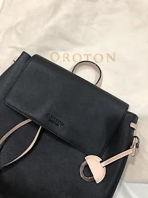 $250 • Buy Oroton 'Estate' Mini Backpack In Black/ Blue (pre-owned: Excellent Condition)