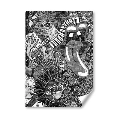 A3 - BW - Music Graffiti Wall 80's Retro Vintage Poster 29.7X42cm280gsm #42337 • £8.99