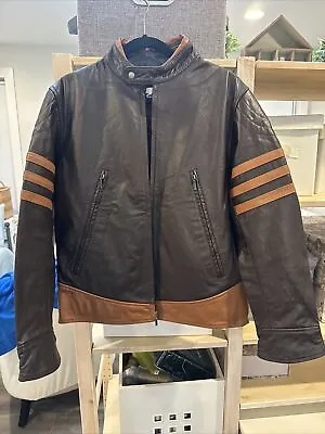 X-Men Wolverine Origins Motorcycle Biker Genuine Real Brown Leather Jacket SizeM • $50