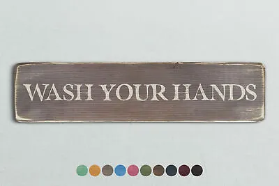 WASH YOUR HANDS Vintage Style Wooden Sign. Shabby Chic Retro Home Gift • £16.95