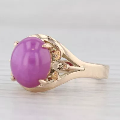 Lab Created Star Ruby Oval Cabochon Solitaire Ring 14k Yellow Gold Size 9 • $579.99