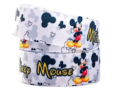 Mickey Mouse Character And Name Design 1  Wide Repeat Ribbon Sold In Yard Lots • $2.49