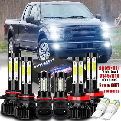 For 2015-2019 Ford F150 6X 6000K LED Headlight Hi/Lo + Fog Light Bulbs Combo • $29.99