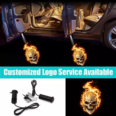 2Pcs 3D Flaming Ghost Rider Skull Car Door Courtesy Laser Projector Shadow Light • $17.99