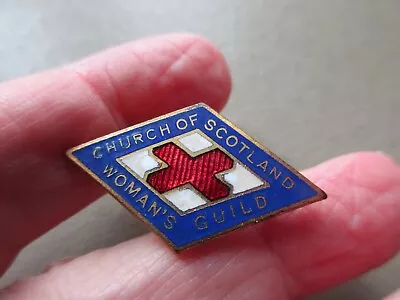 Antique Vintage Gold Tone Enamel Scottish Womens Guild Red Cross Brooch Badge • £18.99