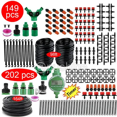 100ft Drip Irrigation System Garden Plant Self Watering Hose Micro Sprinkler Kit • $37.99