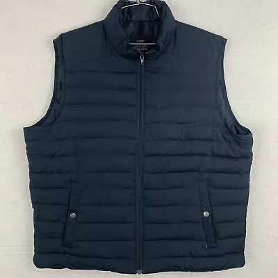 J. Crew Authentic Outerwear Vest Mens XL Navy Full Zip Puffer 60% Down Fill Flaw • $28.77