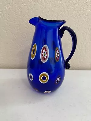 Mario Formentello Murano Eli Vetri D'Arte Small Cobalt Blue Glass Pitcher • $115