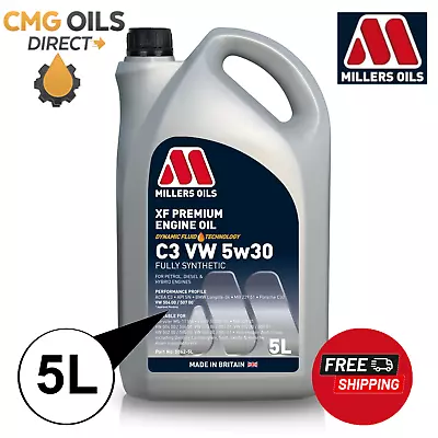 Millers Oils Xf Premium 5w30 C3 Vw Fully Synthetic Engine Oil 5l (5862) • £39.50